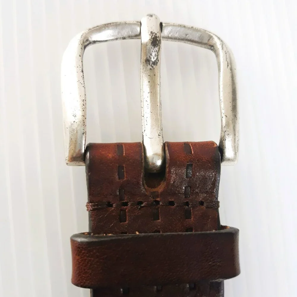 Fabio Corti Brown Leather Tooled Belt Medium Made in Italy